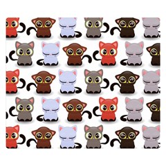 Seamless Pattern With Cute Little Kittens Various Color Two Sides Premium Plush Fleece Blanket (small) by Simbadda