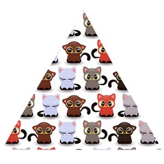 Seamless Pattern With Cute Little Kittens Various Color Wooden Puzzle Triangle by Simbadda