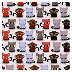 Seamless Pattern With Cute Little Kittens Various Color Uv Print Square Tile Coaster 