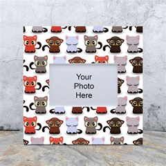 Seamless Pattern With Cute Little Kittens Various Color White Box Photo Frame 4  X 6  by Simbadda