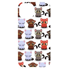 Seamless Pattern With Cute Little Kittens Various Color Iphone 14 Black Uv Print Case by Simbadda