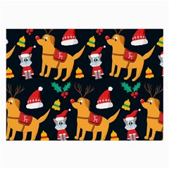 Funny Christmas Pattern Background Large Glasses Cloth by Simbadda