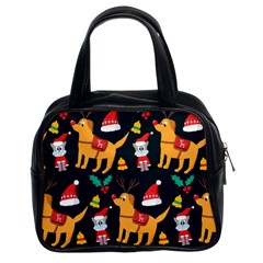 Funny Christmas Pattern Background Classic Handbag (two Sides) by Simbadda