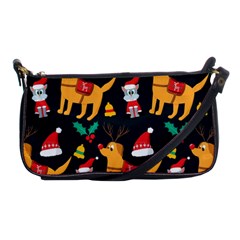 Funny Christmas Pattern Background Shoulder Clutch Bag by Simbadda