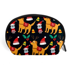 Funny Christmas Pattern Background Accessory Pouch (large) by Simbadda