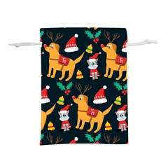 Funny Christmas Pattern Background Lightweight Drawstring Pouch (l) by Simbadda