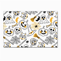 Funny Hand Drawn Halloween Pattern Postcard 4 x 6  (pkg Of 10) by Simbadda