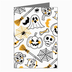 Funny Hand Drawn Halloween Pattern Greeting Cards (pkg Of 8) by Simbadda