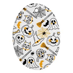 Funny Hand Drawn Halloween Pattern Oval Ornament (two Sides) by Simbadda