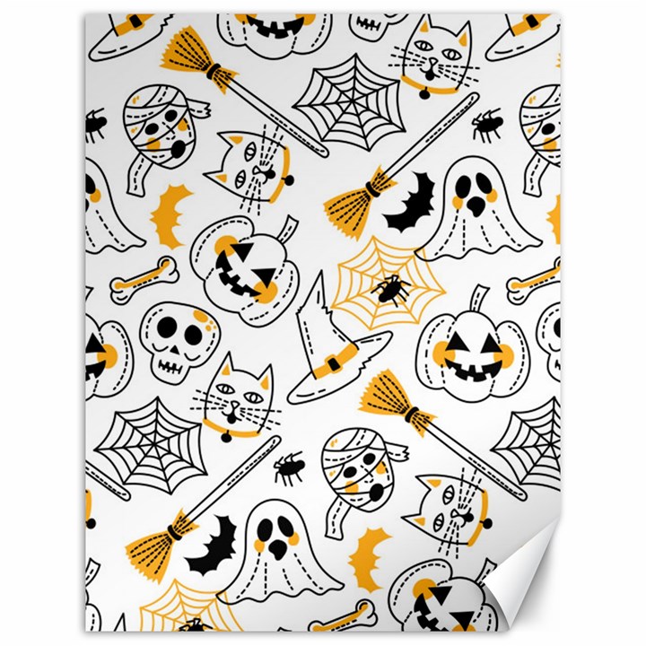 Funny Hand Drawn Halloween Pattern Canvas 12  x 16 