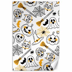 Funny Hand Drawn Halloween Pattern Canvas 24  X 36 