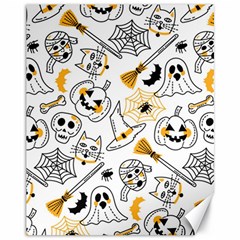 Funny Hand Drawn Halloween Pattern Canvas 11  X 14  by Simbadda