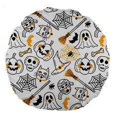 Funny Hand Drawn Halloween Pattern Large 18  Premium Round Cushions by Simbadda