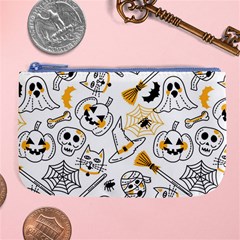 Funny Hand Drawn Halloween Pattern Large Coin Purse by Simbadda