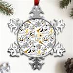 Funny Hand Drawn Halloween Pattern Metal Small Snowflake Ornament Front