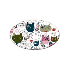 Pattern With Cute Cat Heads Sticker (oval) by Simbadda