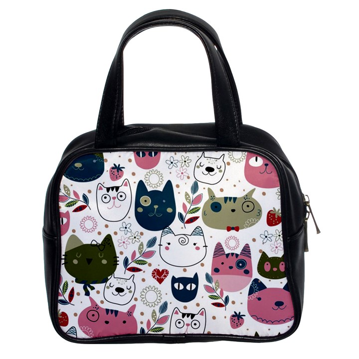 Pattern With Cute Cat Heads Classic Handbag (Two Sides)