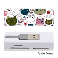 Pattern With Cute Cat Heads Memory Card Reader (stick) by Simbadda