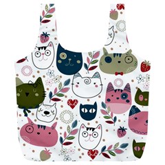 Pattern With Cute Cat Heads Full Print Recycle Bag (xl) by Simbadda