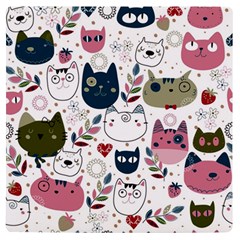 Pattern With Cute Cat Heads Uv Print Square Tile Coaster  by Simbadda