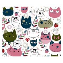 Pattern With Cute Cat Heads Premium Plush Fleece Blanket (small) by Simbadda