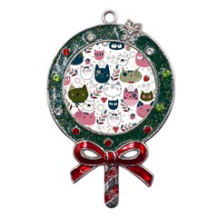 Pattern With Cute Cat Heads Metal X mas Lollipop With Crystal Ornament