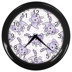 Cats Pattern Design Wall Clock (black) by Simbadda