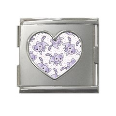 Cats Pattern Design Mega Link Heart Italian Charm (18mm) by Simbadda