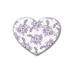 Cats Pattern Design Rubber Coaster (heart) by Simbadda