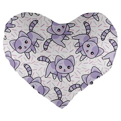 Cats Pattern Design Large 19  Premium Flano Heart Shape Cushions by Simbadda