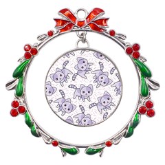 Cats Pattern Design Metal X mas Wreath Ribbon Ornament