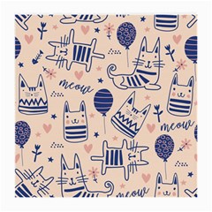 Cute Cats Doodle Seamless Pattern With Funny Characters Medium Glasses Cloth (2 Sides) by Simbadda