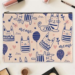 Cute Cats Doodle Seamless Pattern With Funny Characters Cosmetic Bag (xxxl) by Simbadda