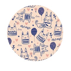 Cute Cats Doodle Seamless Pattern With Funny Characters Mini Round Pill Box (pack Of 5) by Simbadda