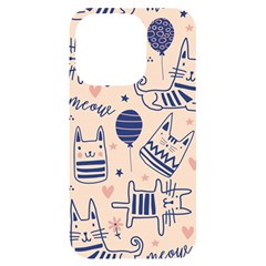 Cute Cats Doodle Seamless Pattern With Funny Characters Iphone 14 Pro Black Uv Print Case by Simbadda