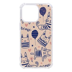 Cute Cats Doodle Seamless Pattern With Funny Characters Iphone 13 Pro Tpu Uv Print Case