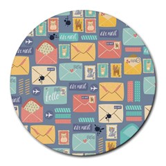 Pattern Postal Stationery Round Mousepad by Simbadda