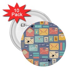 Pattern Postal Stationery 2 25  Buttons (10 Pack)  by Simbadda