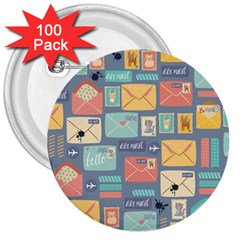 Pattern Postal Stationery 3  Buttons (100 Pack)  by Simbadda