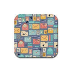 Pattern Postal Stationery Rubber Coaster (square) by Simbadda