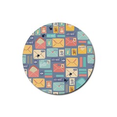 Pattern Postal Stationery Rubber Round Coaster (4 Pack) by Simbadda