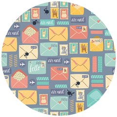 Pattern Postal Stationery Wooden Puzzle Round by Simbadda