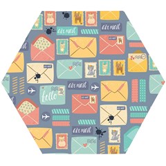 Pattern Postal Stationery Wooden Puzzle Hexagon by Simbadda