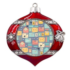 Pattern Postal Stationery Metal Snowflake And Bell Red Ornament