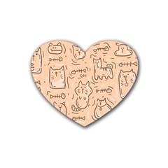 Cat Background Rubber Heart Coaster (4 Pack) by Simbadda