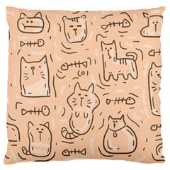 Cat Background Large Premium Plush Fleece Cushion Case (two Sides) by Simbadda