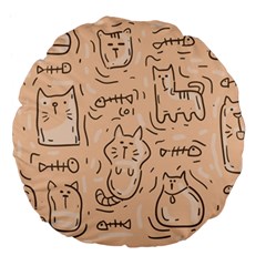 Cat Background Large 18  Premium Flano Round Cushions by Simbadda