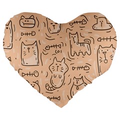 Cat Background Large 19  Premium Flano Heart Shape Cushions by Simbadda