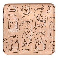 Cat Background Square Glass Fridge Magnet (4 Pack) by Simbadda