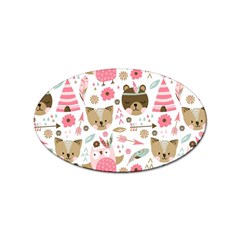 Pink Animals Pattern Sticker Oval (10 Pack) by Simbadda